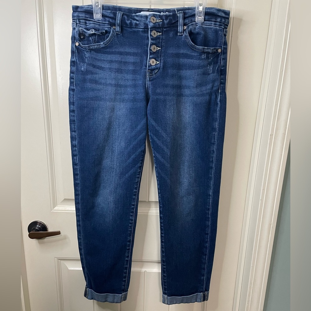 KanCan Boyfriend Mid Rise Button Fly Jean